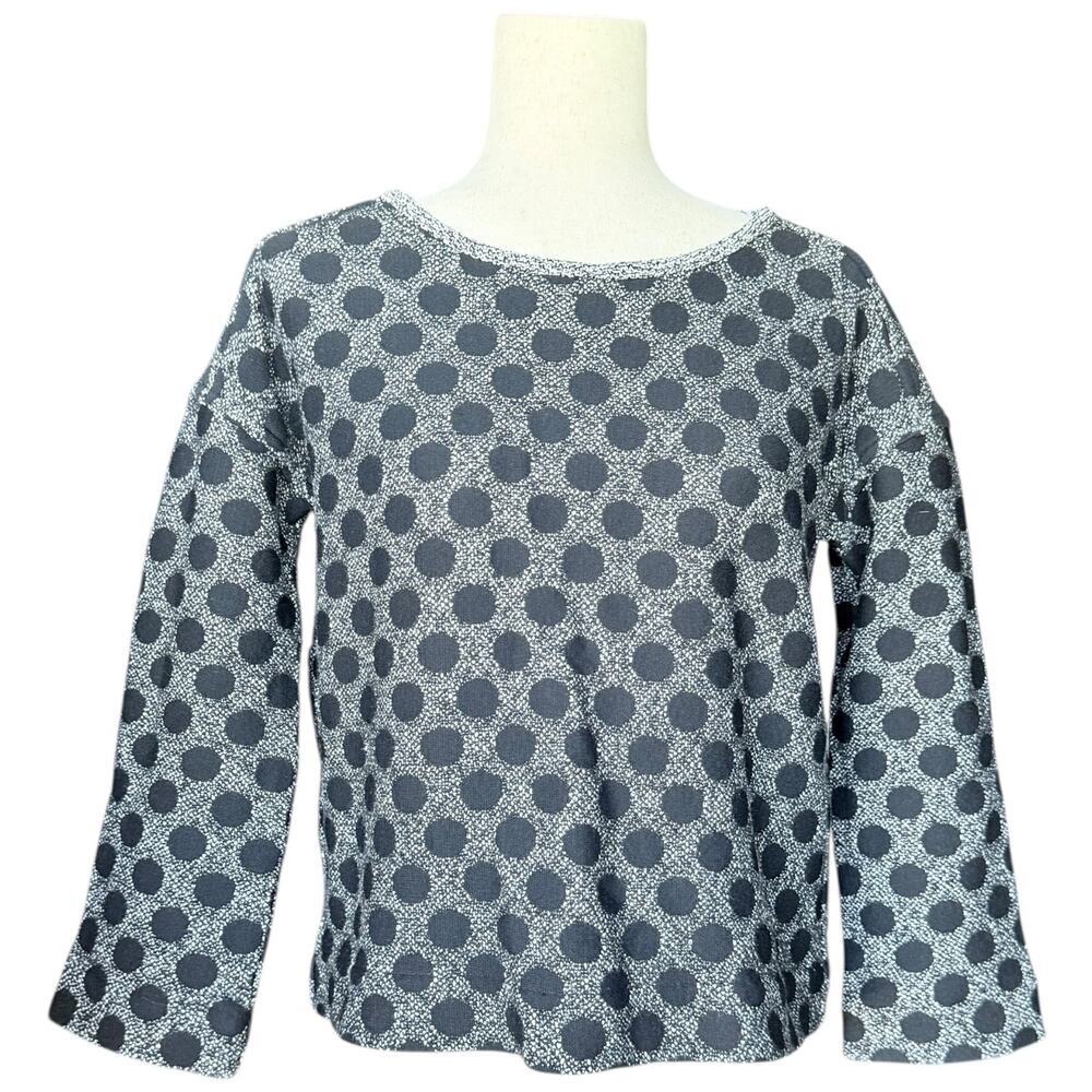 Madewell Black Grey Textured Dot Jacquard Knit Pullover Sweater Preppy Top XS